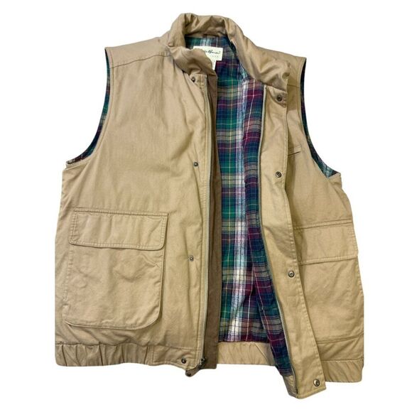 Eddie Bauer Goose Down Filled Cotton Vest Flannel Lined Men's Sz L Outdoors - Picture 1 of 13